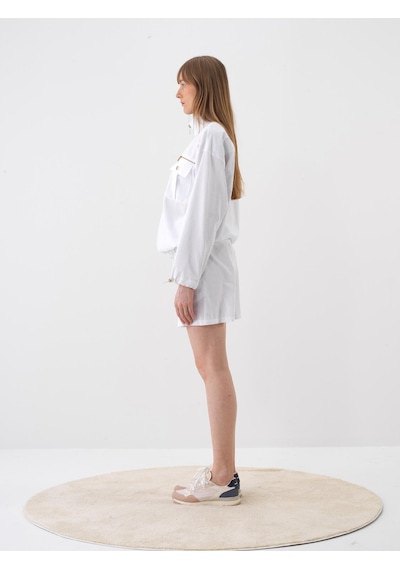 Xint Beyaz Formunu Koruyan Oversize Şort 275439