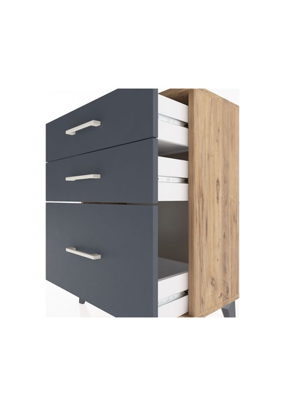 Arges Komodin 3 Çekmeceli 60x30x80 Çam-antrasit Çam