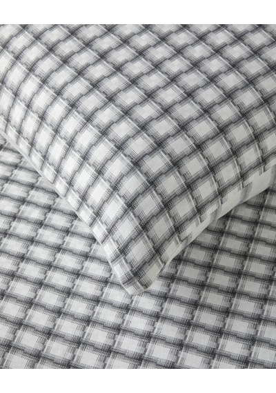 English Home Swirl Check İpliği Boyalı Çift Kişilik Çarşaflı Nevresim Takımı 200x220 Cm Siyah Siyah