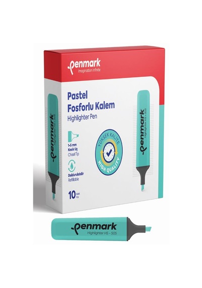Penmark Pastel Fosforlu İşaretleme Kalemi Nane Şekeri Fosforlu Kalem 10 Lu Paket Çok Renkli