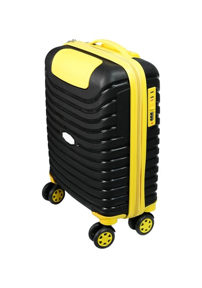 Pp Underseat Küçük Boy Siyah-sarı Valiz 46x34x19 Cm 4 Tekerlek Şifreli Kilit Altın