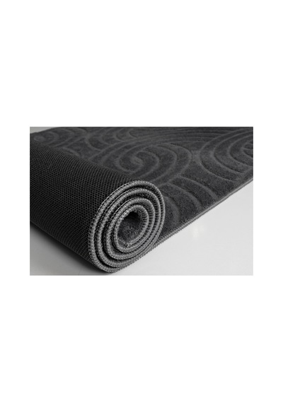 Plato Halı Opqo Oymalı Premium Oturma Odası, Salon, Antre, Yıkanabilir Polyester Kaymaz Taban Antrasit Halı