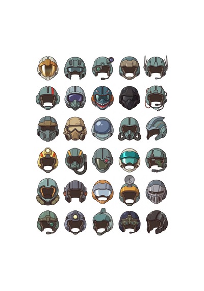 30 Adet Retro Mecha Pilot Kaskı Sticker Seti - Laptop, Kask, Ajanda Çok Renkli