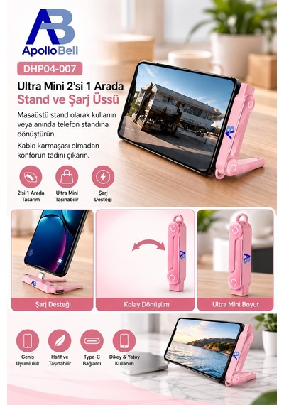 Apollobell Dhp04-007 Şarj Portlu Telefon Standı