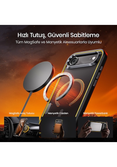 Aohi The Future Apple iPhone 17 Air Kılıfı, Magsafe Uyumlu Telefon Kılıfı, Siyah