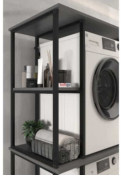 Bofigo Çamaşır Makinesi Dolabı Kurutma Makinesi Dolabı Metal Banyo Dolabı Mısra Antrasit