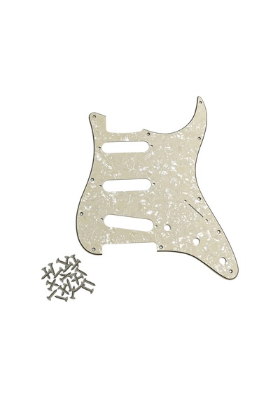 Stratocaster St Kasa Elektro Gitar Pickguard 3 Katmanlı 11 Delikli Beyaz Krem Desenli