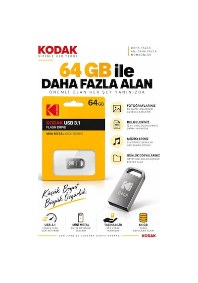 K903 64gb Usb 3.1 Mini Metal Flash Bellek Kompakt Taşınabilir Usb Bellek