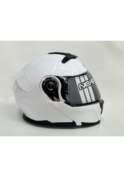 Nero Çene Açılır Kask Tk912 Paralk Beyaz İç Güneş Vizörlü