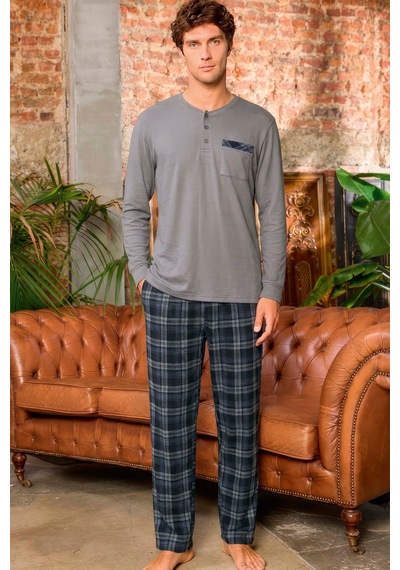 Aydoğan Erkek Aras Kışlık Termal Rahat Gri Pijama Takımı 0624