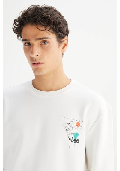 Lee Regular Fit Baskılı Beyaz Erkek Sweatshirt L2520361102 Beyaz