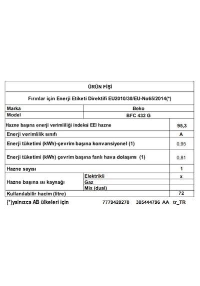 Beko BFC 432 G FitFry 72 L Fırın