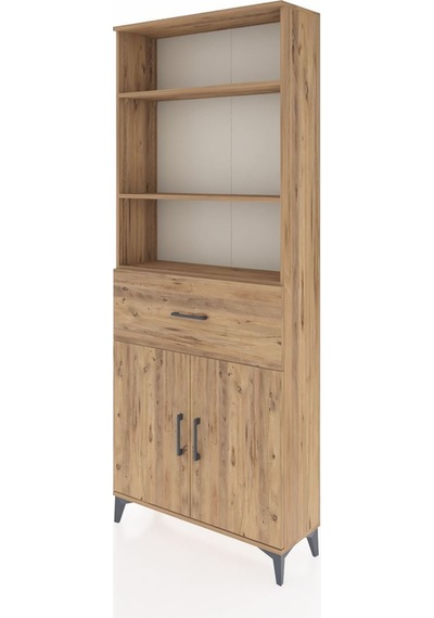 Arges Dolap 4 Raflı Tek Çekmeceli 2 Kapaklı 88x30x221 Çam-çam Atlas Çam