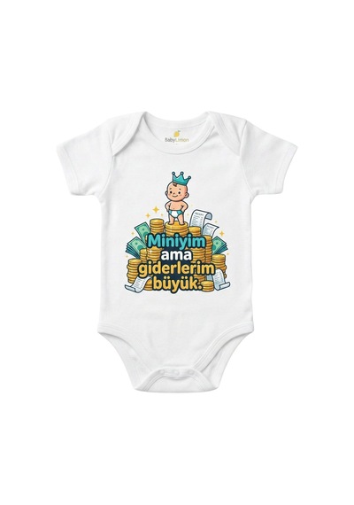 Babylimon Miniyim Ama Giderlerim Büyük Baskılı Bebek Zıbını, Beyaz, Kısa Kollu Body Beyaz - 807107702 Beyaz Babylimon Miniyim Ama Giderlerim Büyük Baskılı Bebek Zıbını, Beyaz, Kısa Kollu Body Beyaz - 807107702 Beyaz