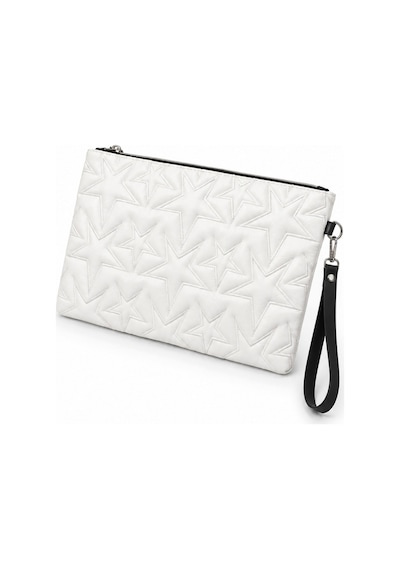 Adelina Bags Yıldız Nakış İşlemeli Portföy El Çantası Bilek Askılı Saten Astarlı Beyaz Clutch Çanta