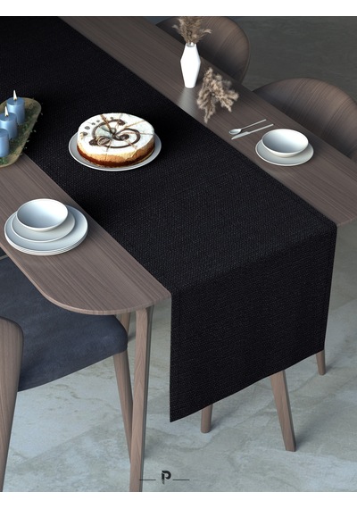 Br Perle Perle Home Keten Dokulu Runner Siyah Renk Dekoratif Şık Runner Örtü
