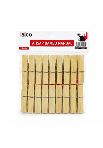 20pcs Büyük Ahşap Bambu Mandal Çok Renkli