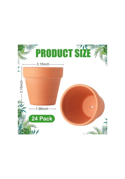 Terra Cotta Saksı, 24'lü Paket 7,5 Cm Mini Kil Saksı, Drenaj Delikli Kaktüs Çiçek Kreş Pişmiş Toprak Saksılar İç/dış Mekan Etli Bitkiler İçin, El Sanatları, Düğün Hediyesi