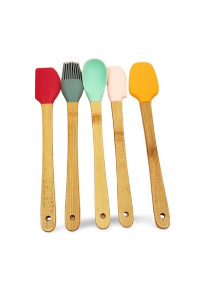 Hubrendy Tedarik 5 Parça Silikon Kaşık Ve Servis Takımı 20 Cm