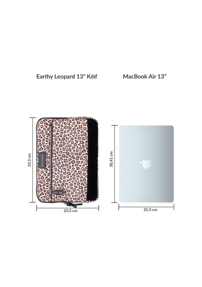 Bloominbag Earthy Leopard 13 İnç Laptop / Macbook Uyumlu Kılıf Kahverengi - Sarı