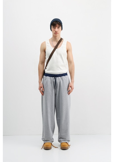 Vamos Baggy Fit Eşofman Alt V80-41 Gri Melanj