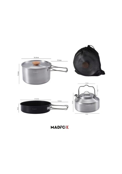 Madfox Prochef 3ın1 Paslanmaz Çelik Kamp Mutfak Seti Çok Renkli