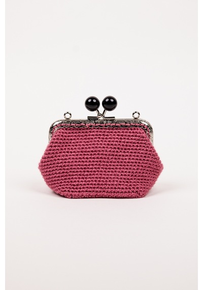 Fabric Craft Bag Bozuk Para Cüzdanı Merserize Pamuk Klipsli Örgü Gül Kurusu