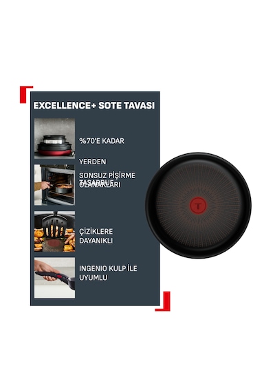 Tefal Excellence+ Fusion Core 9x Mix Kısa Tencere - 24 Cm 001 Siyah