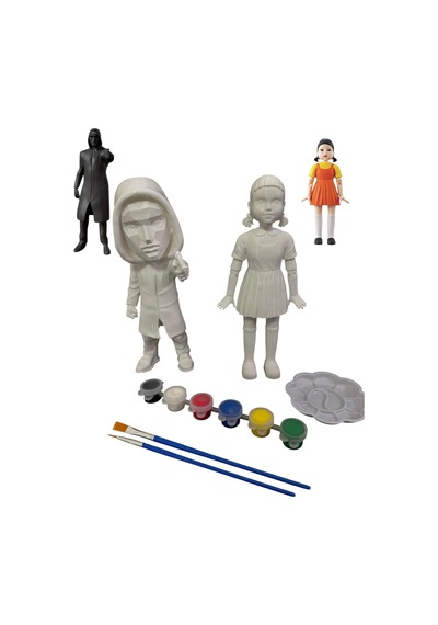 3d Squid Game Young Hee Doll Squid Game İn Ikonik Oyuncak Bebeği Ve Frontman 15 Cm Figür 2 Li Boyama Seti - Kendin Boya Hobi Ve Etkinlik Seti - Akrilik Boya + 4 Fırça