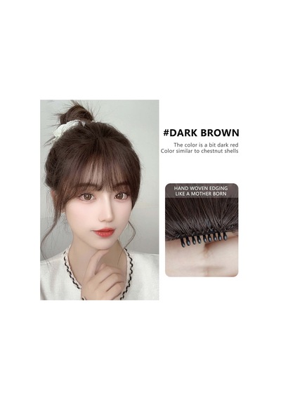 Sahte Patlama Tapınaklarla Saç Uzatma - Doğal Günlük Görünüm İçin Wispy Fringe Clip -on Light Brown