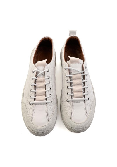 Beyaz Hakiki Deri Erkek Sneaker E01900251044 Beyaz