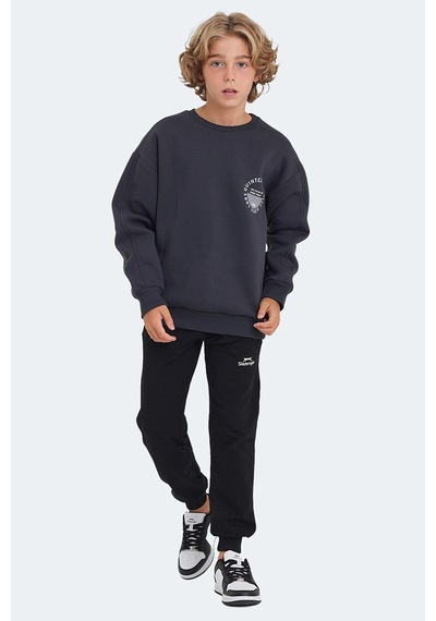 Slazenger Lone 2 Li Set Unisex Çocuk Siyah - Koyu Gri Sweatshırt