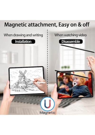 Apple Uyumlu iPad  Air 5 Ve Air 4 10.9 Inç Ekran Koruyucu Magnetic Mıknatıslı Kağıt Hissiyatlı