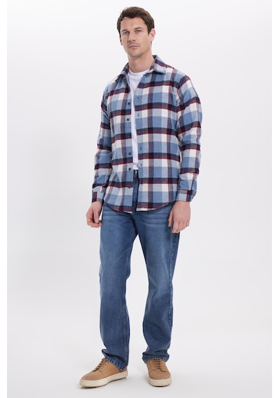Tudors Erkek Slim Fit Dar Kesim Kareli Kışlık Oduncu Gömlek-42207 Mavi Tudors Erkek Slim Fit Dar Kesim Kareli Kışlık Oduncu Gömlek-42207 Mavi