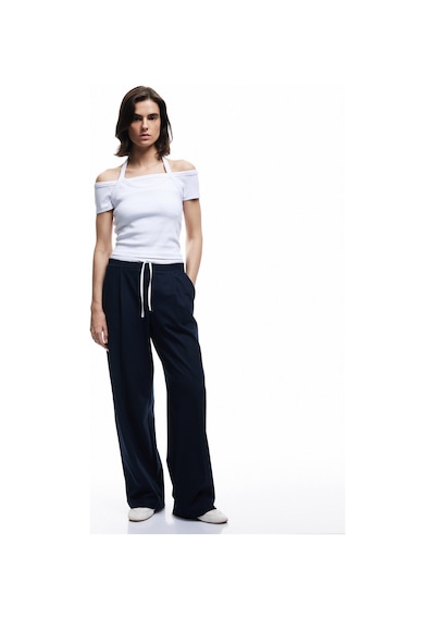 Koton Pamuklu Slim Fit Boyundan Bağlama Detaylı Kısa Kollu Tişört Beyaz 5sak10720ek Beyaz