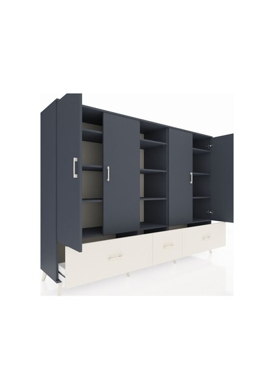 Hyperion Dolap 12 Raflı 3 Çekmeceli 4 Kapaklı 220x44x163 Antrasit Antrasit-antrasit/aytaşı Hyperion Dolap 12 Raflı 3 Çekmeceli 4 Kapaklı 220x44x163 Antrasit Antrasit-antrasit/aytaşı
