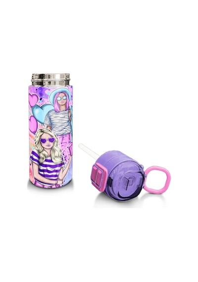 Coral High Kids Pembe Mor Fashion Girl Desenli Pipetli Ve Direkt İçim Çelik Termos 500 Ml 31956 Pembe - Mor