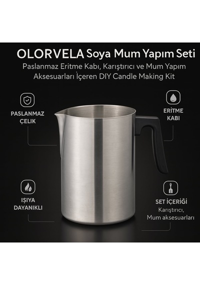 Olorvela Soya Mum Yapım Seti - Paslanmaz Eritme Kabı, Karıştırıcı Ve Mum Yapım Aksesuarları İçeren Dıy Candle Making Kit Gümüş Yaldızlı Olorvela Soya Mum Yapım Seti - Paslanmaz Eritme Kabı, Karıştırıcı Ve Mum Yapım Aksesuarları İçeren Dıy Candle Making Kit Gümüş Yaldızlı
