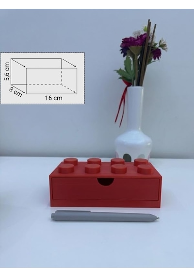 Yapı Oyuncak Tasarımlı Mini Çekmece - Küçük Boy 4x2 Masaüstü Düzenleyici Çok Renkli
