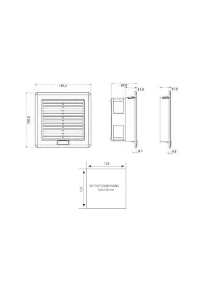 PLASTİM Ptf1500 Ip54 100 M3/H - 160X160X69 Mm Filtreli Fan