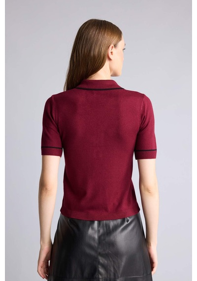 Defacto Regular Fıt Polo Yaka Bordo Tişört G9226ax26aubr506 Bordo-br506