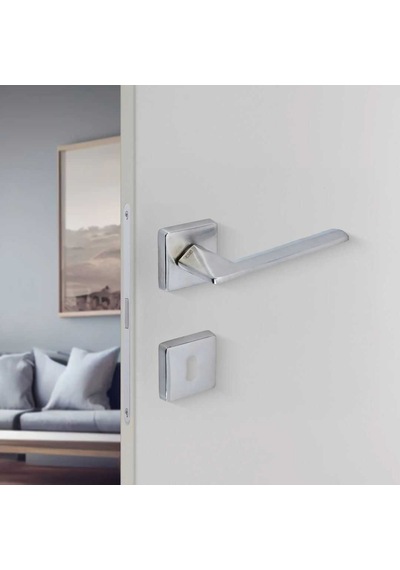 Sese Eliz Modeli Rozetli Oda Kapı Kolu Inox Renk 200-201r-01-53