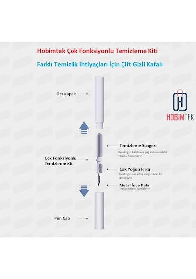 H-209 Kulaklık Temizleme Kiti Bluetooth Kulaklık Telefon Tablet Elektronik Eşya Temizleme Kalemi Yumuşak Fırça