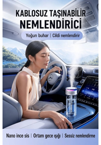 Exenar - Beyaz - Şarjlı Hava Nemlendirici Araç İçi Ambiyanslı H2o Mini Buhar Makinesi Led Işıklı Humidifier Nem Cihazı Standart Exenar - Beyaz - Şarjlı Hava Nemlendirici Araç İçi Ambiyanslı H2o Mini Buhar Makinesi Led Işıklı Humidifier Nem Cihazı Standart