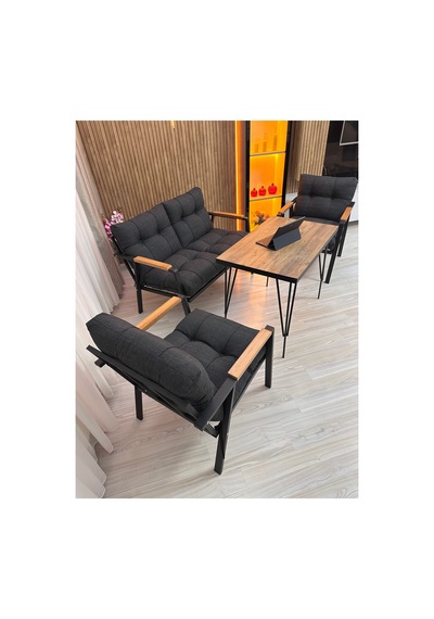 Houseart Gül Metal Bahçe Koltuk Takımı 2+1+1 Masalı Balkon Teras Cafe Oturma Grubu Antrasit Houseart Gül Metal Bahçe Koltuk Takımı 2+1+1 Masalı Balkon Teras Cafe Oturma Grubu Antrasit