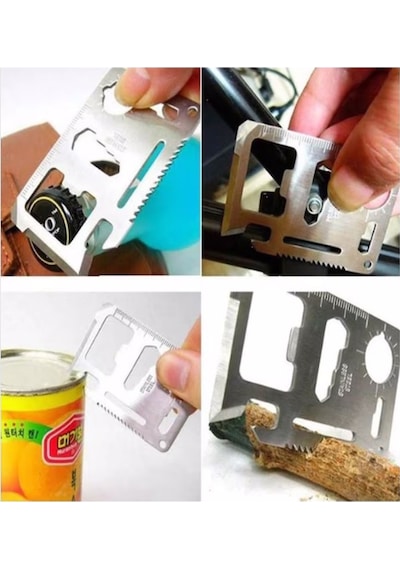 Pratik Kamp Çelik Acil Durum Kartı Survival Kit (11 in 1) Siyah