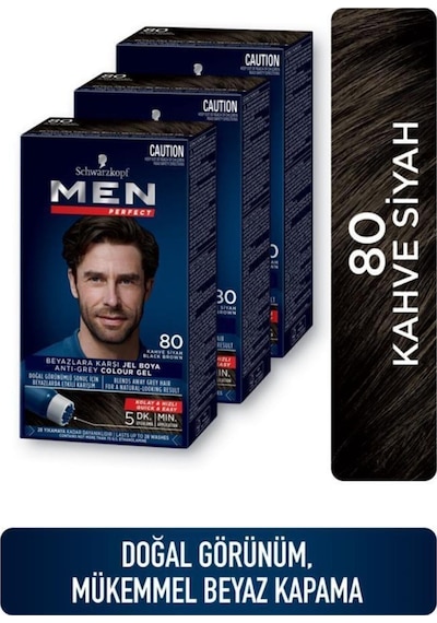 Men Perfect Saç Boyası 80 - Kahve Siyah X 3 Adet set-hnkl-2528-5084