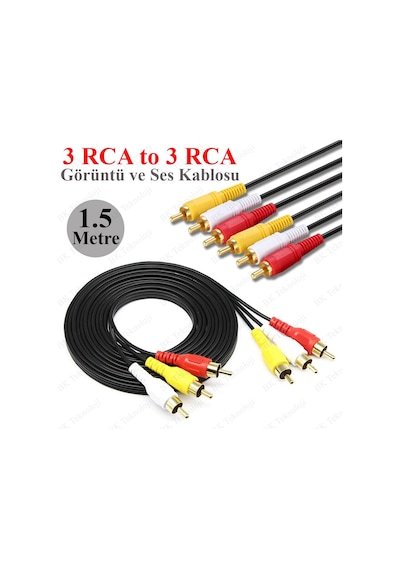 BK Teknoloji 3Rca Erkek 3 Rca Erkek Kompozit Ses Video Av Kablosu