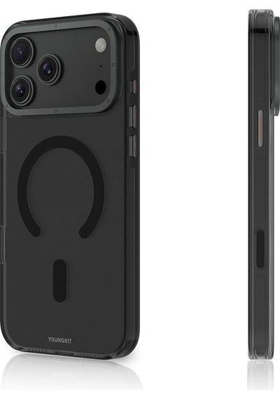 Apple Uyumlu iPhone 17 Pro Max Kılıf M-safe Özellikli Şeffaf Youngkit Crystal Shield Serisi Kapak Siyah Siyah