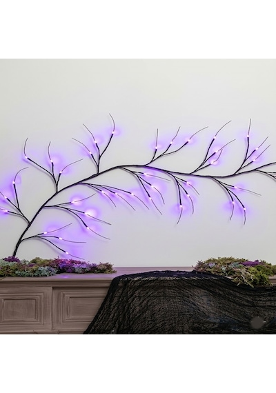 Dekoratif Led Ağaç Dalı Işık - Mor Işıklı Duvar Dekoru Ortam Aydınlatması 36 Led Mor Işık